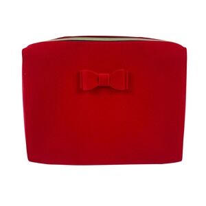 Estee‎ Lauder Red Velvet Cosmetic Travel Bag Makeup Bow Zip Around Gold Hardware